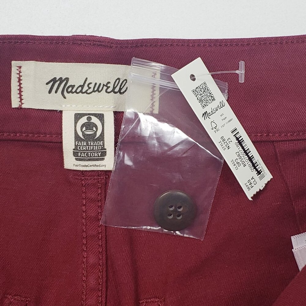 Madewell Emmett Wide-Leg Pants Women's Size 23 Claret Red Patch Pocket Edition - Picture 2 of 16